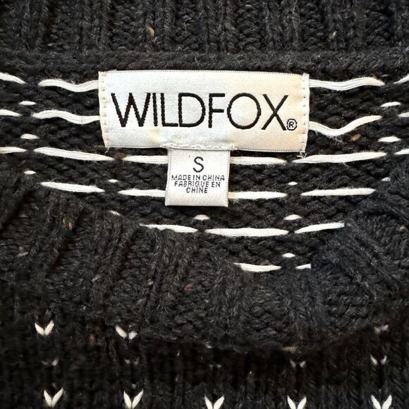 Wildfox navy blue crew neck long sleeve sweater with white tassels S - Picture 9 of 12